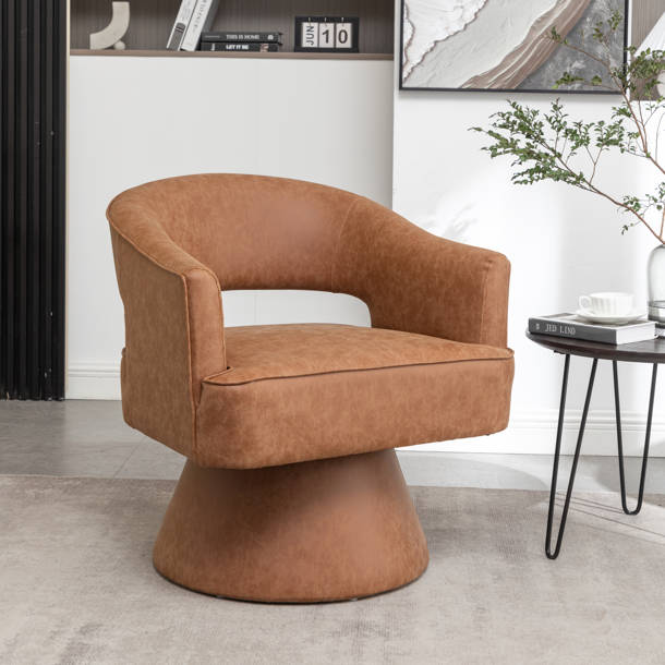 Coaster Contemporary Faux Leather Swivel Barrel Accent Chair – Red, 330 Lb Capacity, 902099